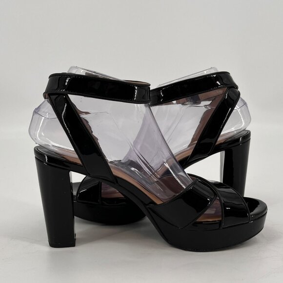 LAUREN Ralph Lauren Sasha Patent Leather Platform Sandal Size 8B Black Heels - Picture 3 of 16